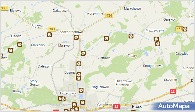 mapa Ostrowo gmina Gostyń, Ostrowo gmina Gostyń na mapie Targeo