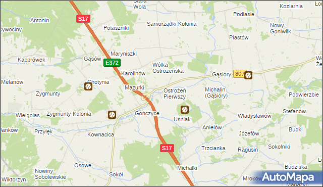 mapa Ostrożeń Drugi, Ostrożeń Drugi na mapie Targeo