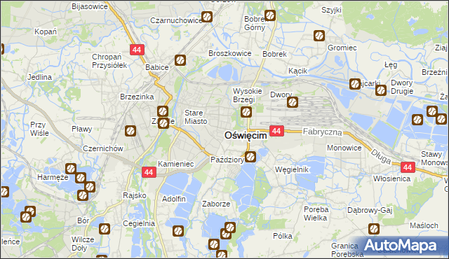 mapa Oświęcimia, Oświęcim na mapie Targeo