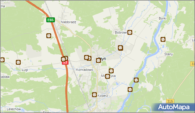 mapa Otyń, Otyń na mapie Targeo