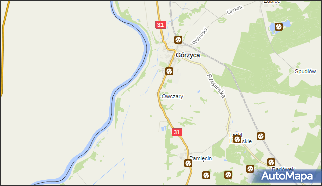 mapa Owczary gmina Górzyca, Owczary gmina Górzyca na mapie Targeo