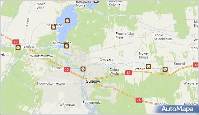 mapa Owczary gmina Mniszków, Owczary gmina Mniszków na mapie Targeo