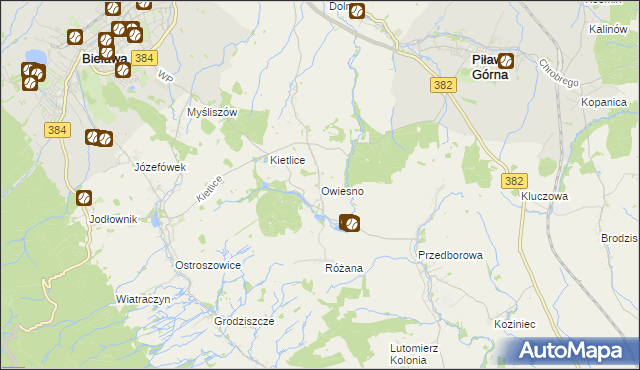 mapa Owiesno, Owiesno na mapie Targeo