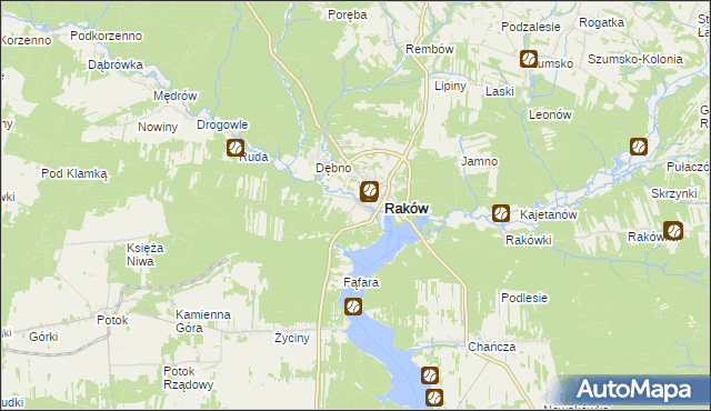 mapa Pągowiec gmina Raków, Pągowiec gmina Raków na mapie Targeo