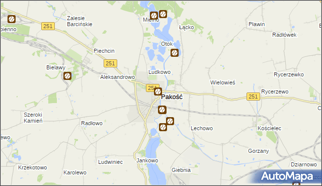 mapa Pakość powiat inowrocławski, Pakość powiat inowrocławski na mapie Targeo