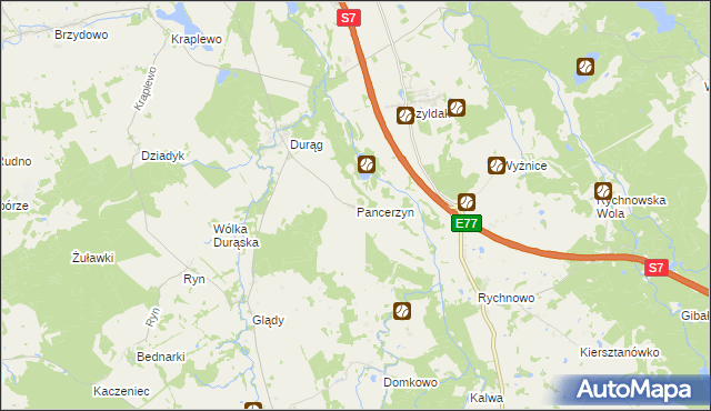 mapa Pancerzyn, Pancerzyn na mapie Targeo