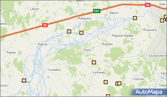 mapa Pańki gmina Choroszcz, Pańki gmina Choroszcz na mapie Targeo