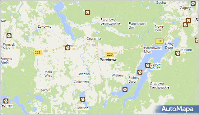 mapa Parchowo powiat bytowski, Parchowo powiat bytowski na mapie Targeo