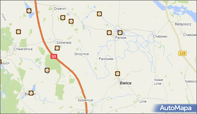 mapa Parsówek, Parsówek na mapie Targeo