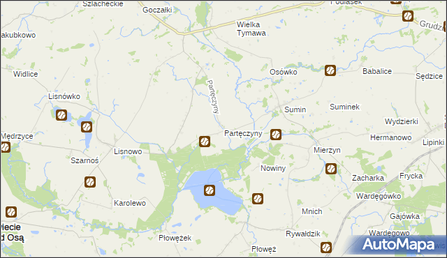 mapa Partęczyny, Partęczyny na mapie Targeo