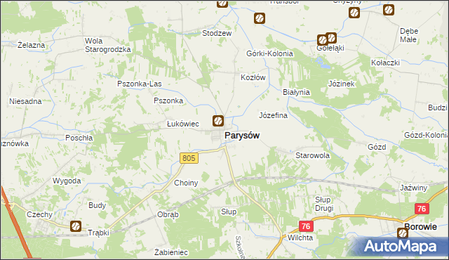 mapa Parysów, Parysów na mapie Targeo