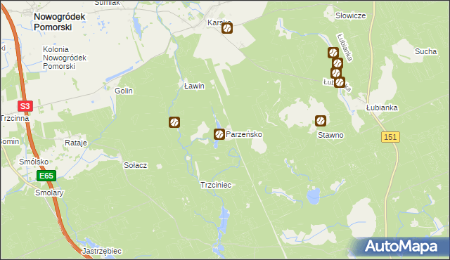 mapa Parzeńsko, Parzeńsko na mapie Targeo