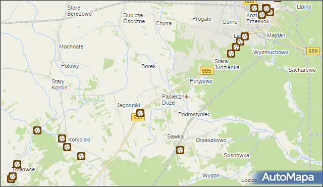 mapa Pasieczniki Duże, Pasieczniki Duże na mapie Targeo