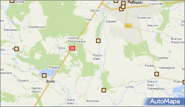 mapa Paszki Małe, Paszki Małe na mapie Targeo