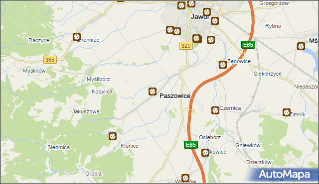 mapa Paszowice, Paszowice na mapie Targeo