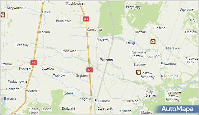mapa Pątnów powiat wieluński, Pątnów powiat wieluński na mapie Targeo