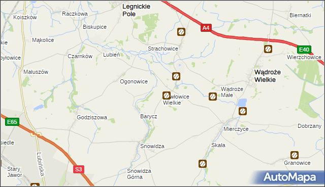mapa Pawłowice Wielkie, Pawłowice Wielkie na mapie Targeo
