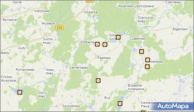 mapa Pawłowo gmina Trąbki Wielkie, Pawłowo gmina Trąbki Wielkie na mapie Targeo