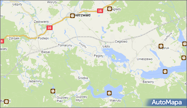 mapa Pęglity, Pęglity na mapie Targeo