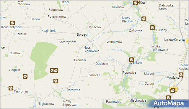 mapa Pelinów gmina Błędów, Pelinów gmina Błędów na mapie Targeo