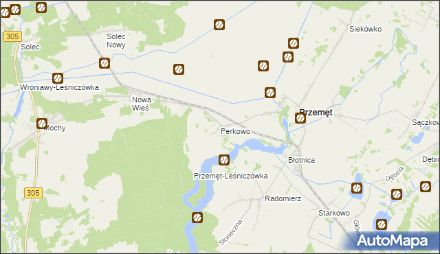 mapa Perkowo gmina Przemęt, Perkowo gmina Przemęt na mapie Targeo