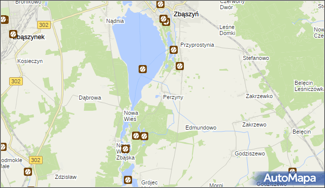 mapa Perzyny gmina Zbąszyń, Perzyny gmina Zbąszyń na mapie Targeo
