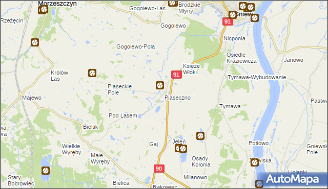 mapa Piaseczno gmina Gniew, Piaseczno gmina Gniew na mapie Targeo