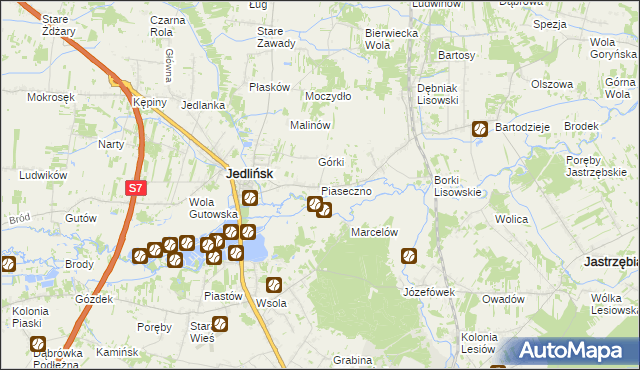 mapa Piaseczno gmina Jedlińsk, Piaseczno gmina Jedlińsk na mapie Targeo