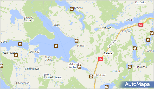 mapa Piaski gmina Ełk, Piaski gmina Ełk na mapie Targeo