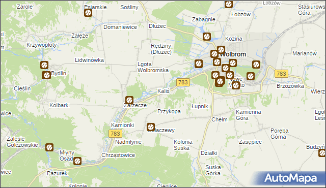 mapa Piaski gmina Wolbrom, Piaski gmina Wolbrom na mapie Targeo