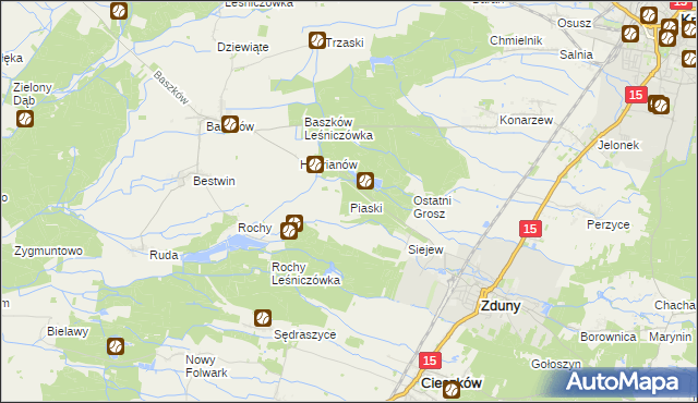 mapa Piaski gmina Zduny, Piaski gmina Zduny na mapie Targeo