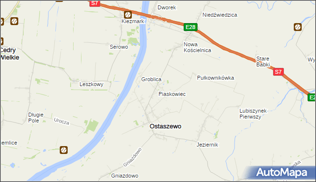 mapa Piaskowiec gmina Ostaszewo, Piaskowiec gmina Ostaszewo na mapie Targeo