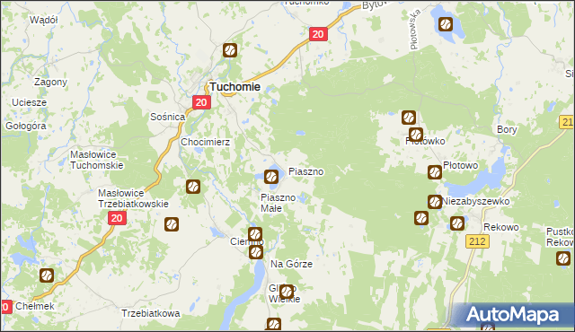 mapa Piaszno gmina Tuchomie, Piaszno gmina Tuchomie na mapie Targeo