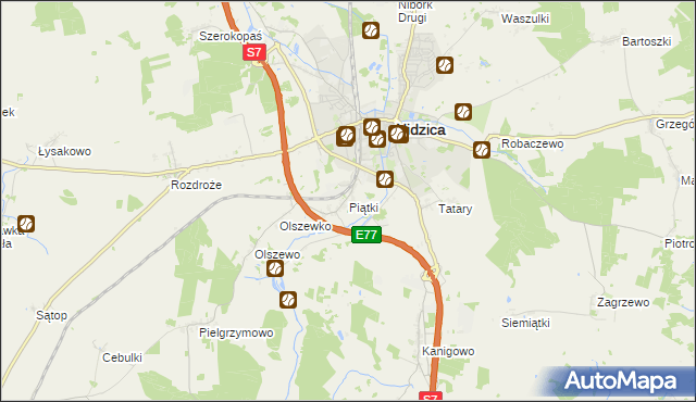 mapa Piątki gmina Nidzica, Piątki gmina Nidzica na mapie Targeo
