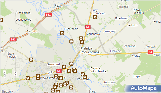 mapa Piątnica Poduchowna, Piątnica Poduchowna na mapie Targeo