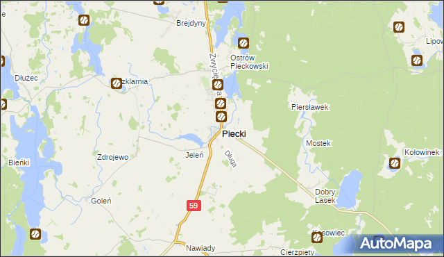 mapa Piecki powiat mrągowski, Piecki powiat mrągowski na mapie Targeo