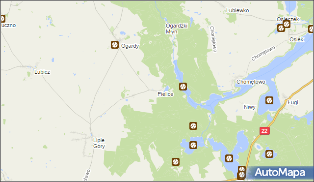 mapa Pielice gmina Strzelce Krajeńskie, Pielice gmina Strzelce Krajeńskie na mapie Targeo