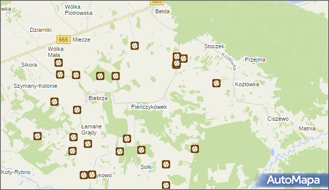 mapa Pieńczykowo, Pieńczykowo na mapie Targeo