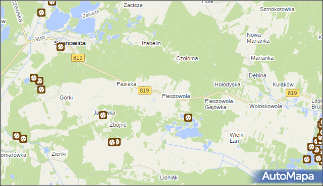 mapa Pieszowola, Pieszowola na mapie Targeo