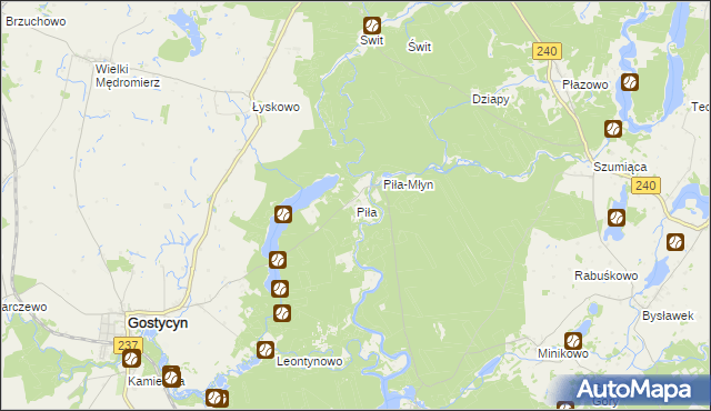 mapa Piła gmina Gostycyn, Piła gmina Gostycyn na mapie Targeo