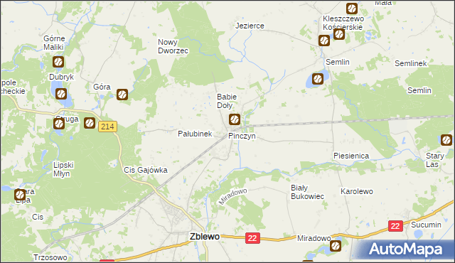 mapa Pinczyn, Pinczyn na mapie Targeo