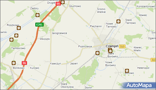 mapa Piotrkowice gmina Czempiń, Piotrkowice gmina Czempiń na mapie Targeo