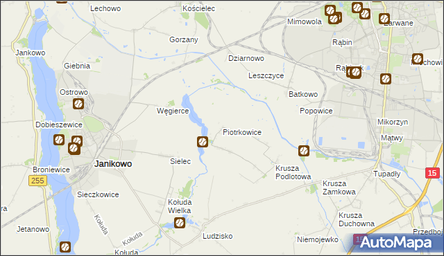 mapa Piotrkowice gmina Inowrocław, Piotrkowice gmina Inowrocław na mapie Targeo