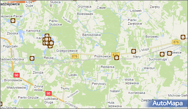 mapa Piotrkowice gmina Żabia Wola, Piotrkowice gmina Żabia Wola na mapie Targeo