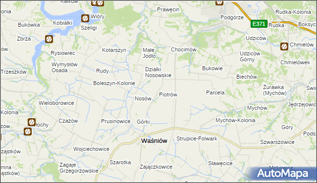 mapa Piotrów gmina Waśniów, Piotrów gmina Waśniów na mapie Targeo