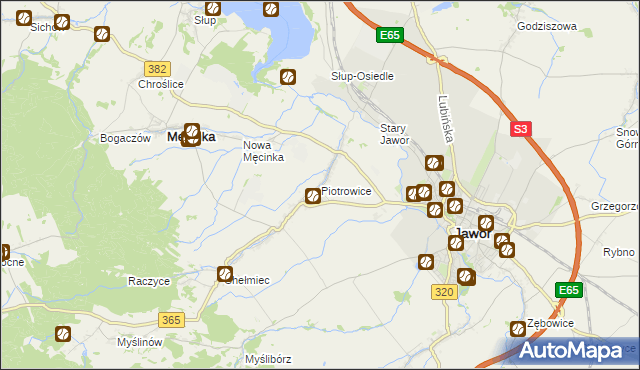 mapa Piotrowice gmina Męcinka, Piotrowice gmina Męcinka na mapie Targeo