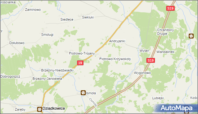 mapa Piotrowo-Krzywokoły, Piotrowo-Krzywokoły na mapie Targeo
