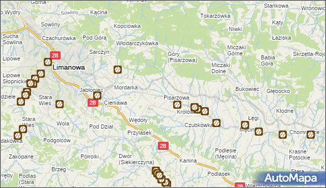 mapa Pisarzowa, Pisarzowa na mapie Targeo