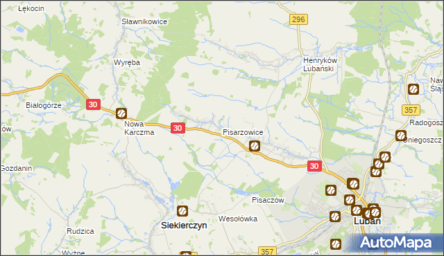 mapa Pisarzowice gmina Lubań, Pisarzowice gmina Lubań na mapie Targeo