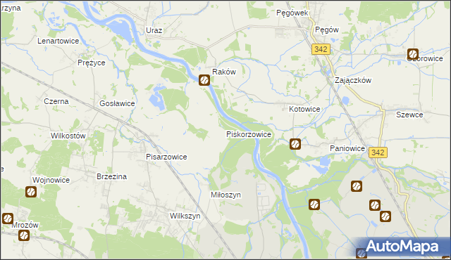 mapa Piskorzowice, Piskorzowice na mapie Targeo